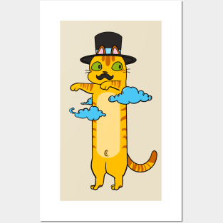 Cute long meme cat in hat Posters and Art